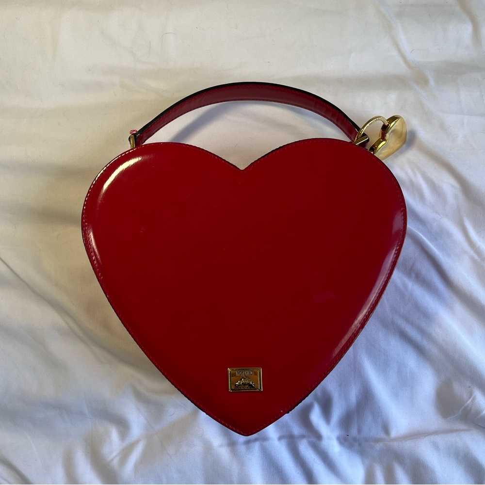 Moschino Red Patent Leather Heart Bag